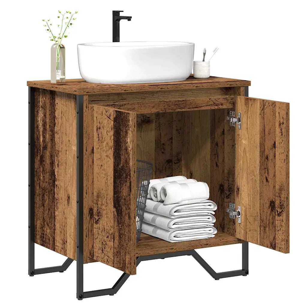 Armadio per Lavabo da Bagno-Armadietto da bagno-Mobiletto da bagno Legno vecchio 60 x 35 x 60 cm