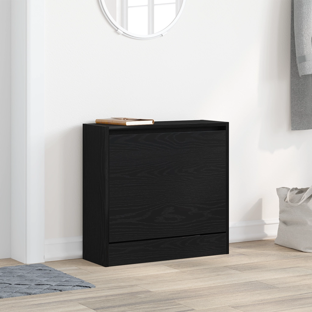 Mobile per Scarpe Nero Rovere 60x21x57 cm Legno Ingegnerizzato