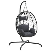 Poltrona sospesa a uovo con cuscino antracite in polyrattan e acciaio CFW8763825