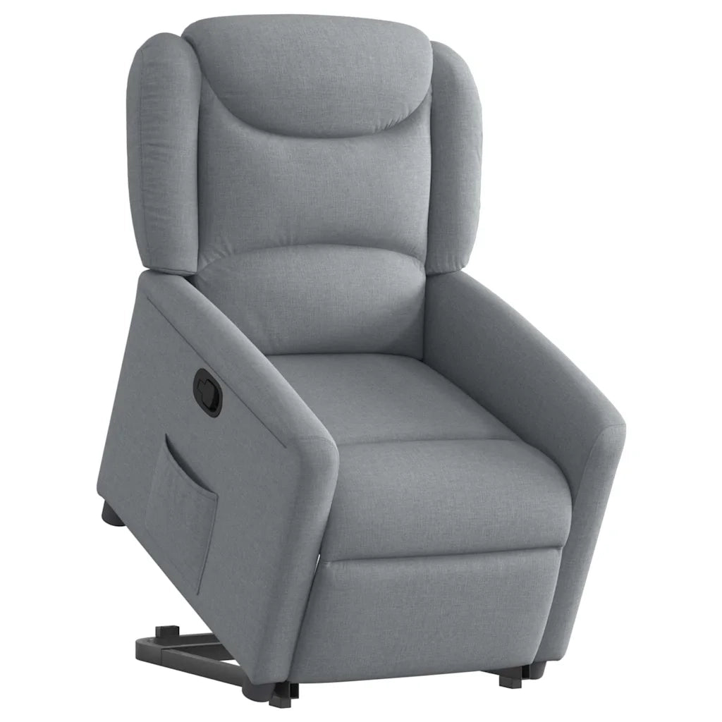 Poltrona Alzapersona Reclinabile Grigio Chiaro in Tessuto 3303194