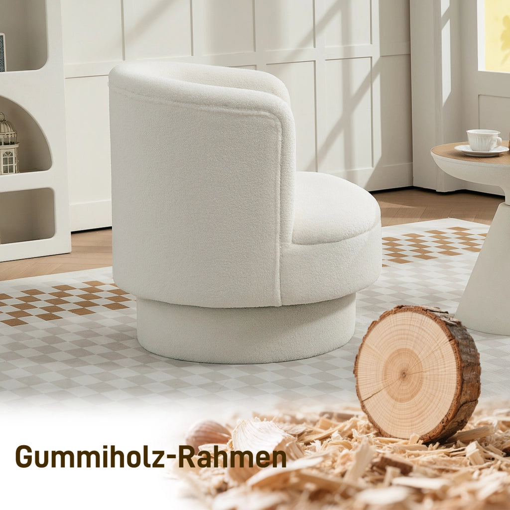 Poltrona girevole imbottita ¨C Minimal ¨C crema legno