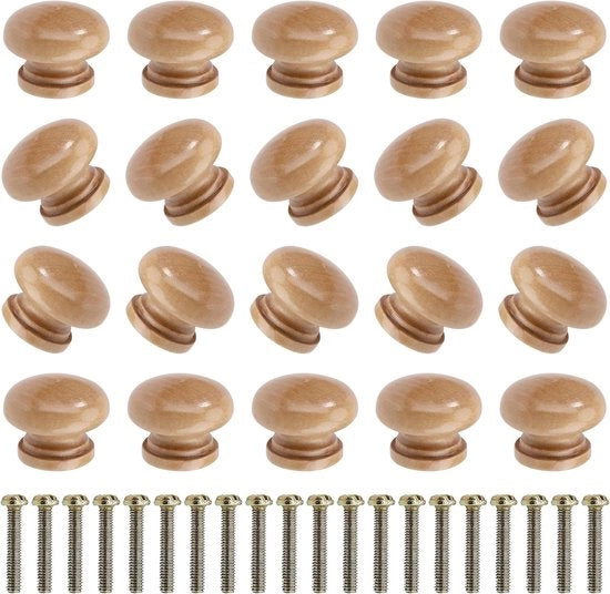 Imposte di carico - maniglie in legno rotonde con viti - set da 20 pezzi 30mm (smaltate)