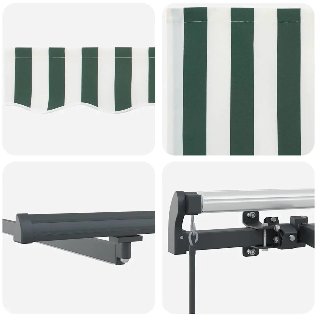 Tenda Retrattile Verde e bianco 350 x 250 cm Tessuto 3330470