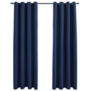 Tende Oscuranti | Tende Blackout con Anelli in Metallo 2 pz Blu 140x175 cm