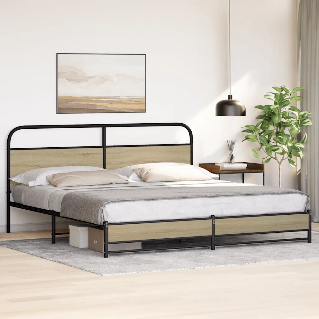 Giroletto senza Materaso in Metallo Rovere Sonoma 183x213 cm 3318690