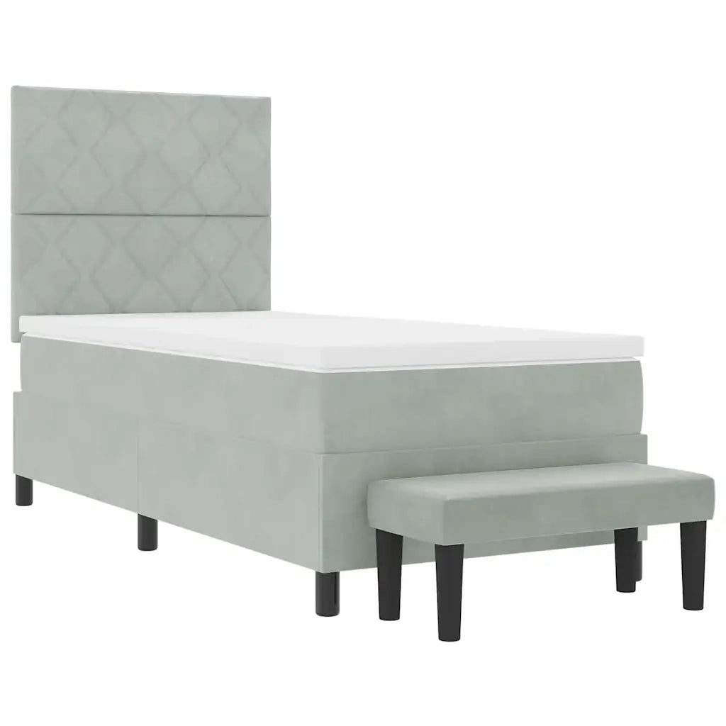 Letto a molle con materasso Grigio chiaro 100 x 200 cm Velluto 3344558