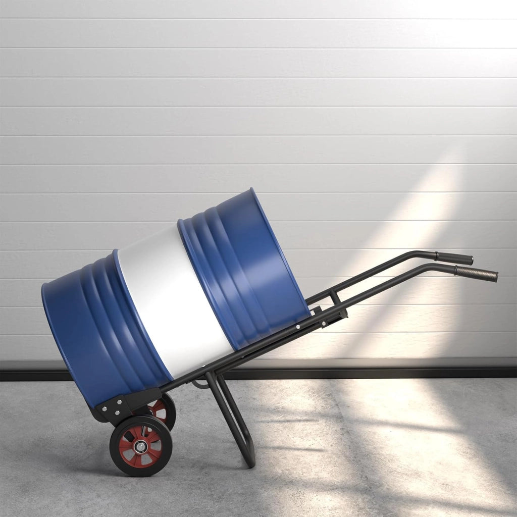 Carrello Porta Fusto, Carrello Porta Fusti con 2 Ruote in Gomma e Impugnature in EVA Ganci a Molla, Capacità di Carico 545 kg