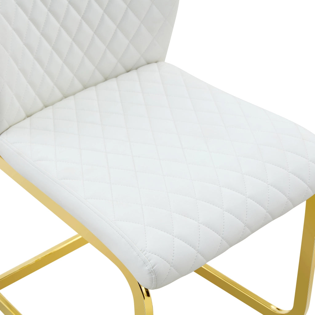 Tavolo Rotondo e Sedie da Pranzo ¨C MINIMAL ¨C MDF Effetto Legno, Gambe Oro, Set 2 Sedie Bianche