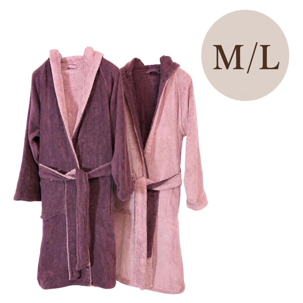 Seha, Accappatoio 100% Cotone con Cappuccio Reversibile, Rosa