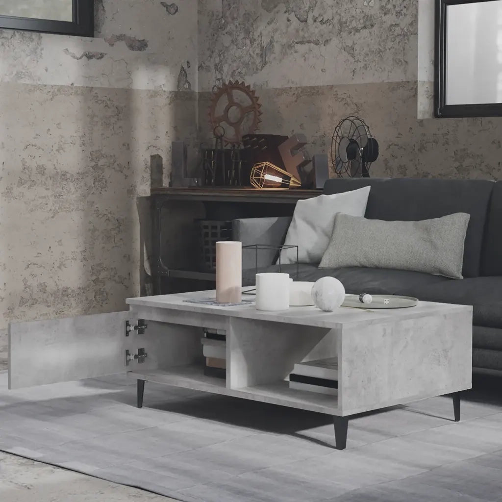 Tavolino da Salotto Grigio Cemento 90x60x35 cm in Truciolato cod mxl 29769
