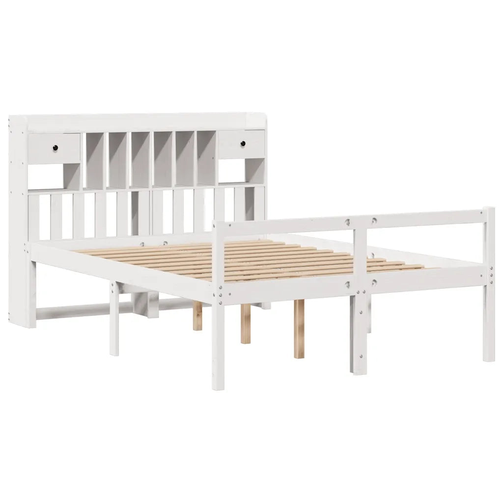 Letto Libreria senza Materasso Bianco 160x200 cm Legno di Pino 3322060
