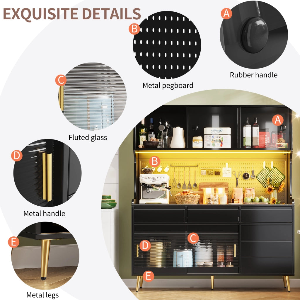 Mobile Alto con LED e Cassetto ¨C MINIMAL ¨C Nero 145x39x171
