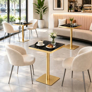 Tavolo da pranzo per 2-4 persone con base quadrata in metallo finitura effetto marmo nero 60 × 60 × 74 cm