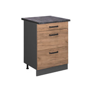 Vicco Mobiletto base per cucina Quercia dorata 60 cm con cassetti, PL Antracite