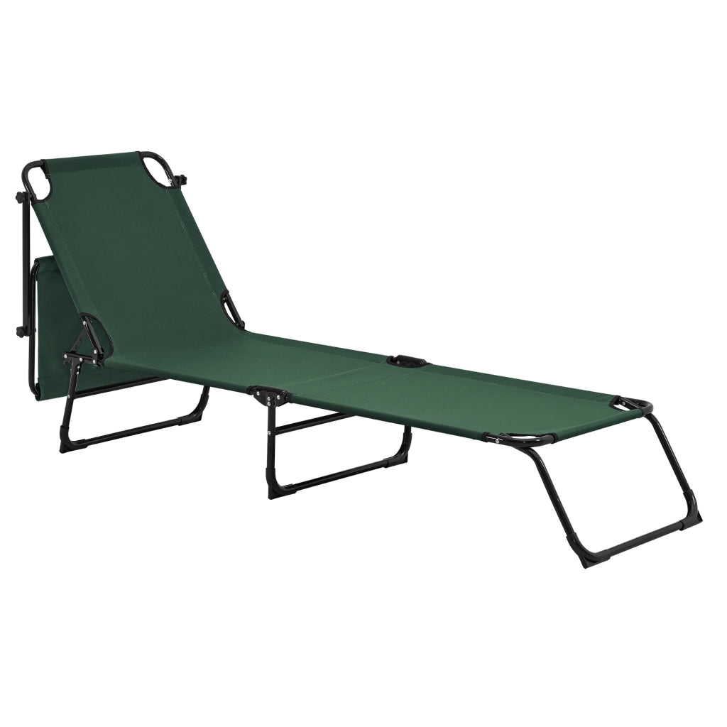Set di 2 lettini prendisole pieghevoli con parasole acciaio 190 cm verde scuro 03_0004514