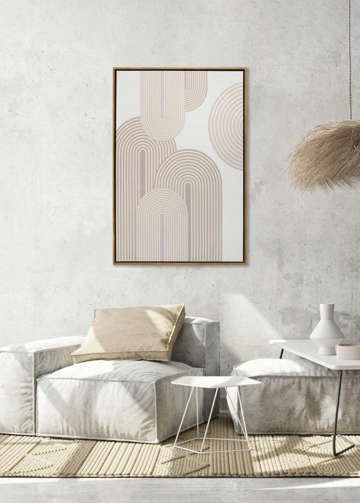 Quadro Hispanohogar in poliestere geometrico toni crema 93x63