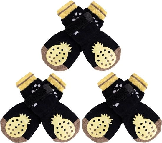 Scarpette per cani, antiscivolo con cinture regolabili, protezione per zampe, prevenzione infortuni cani, calzature per cani, outdoor, controllo trazione su superfici in legno, giallo, taglia L
