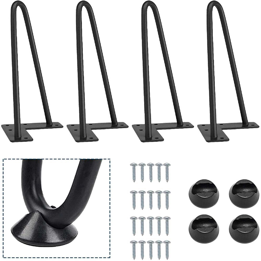 4x Gambe Piedi Tavolo Tavolino Mobili Sgabello 36cm Metallo Design Moderno Nero