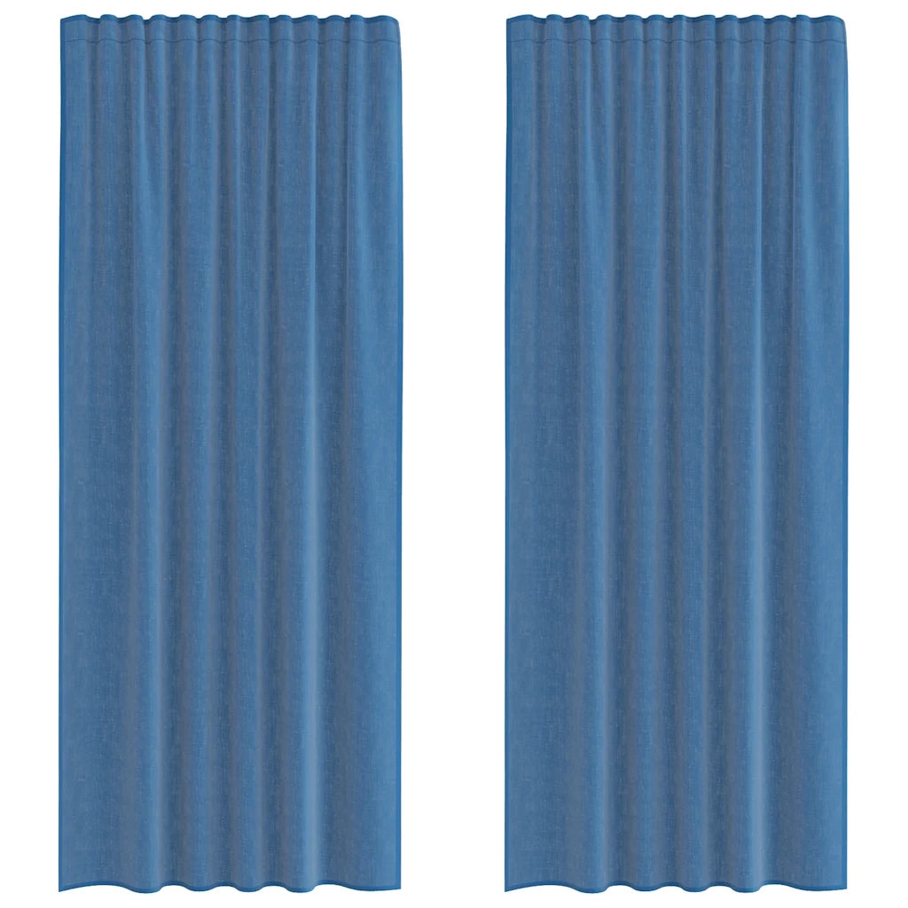 vidaXL Tende in Voile con Tasche per Aste 2 pz Blu Reale