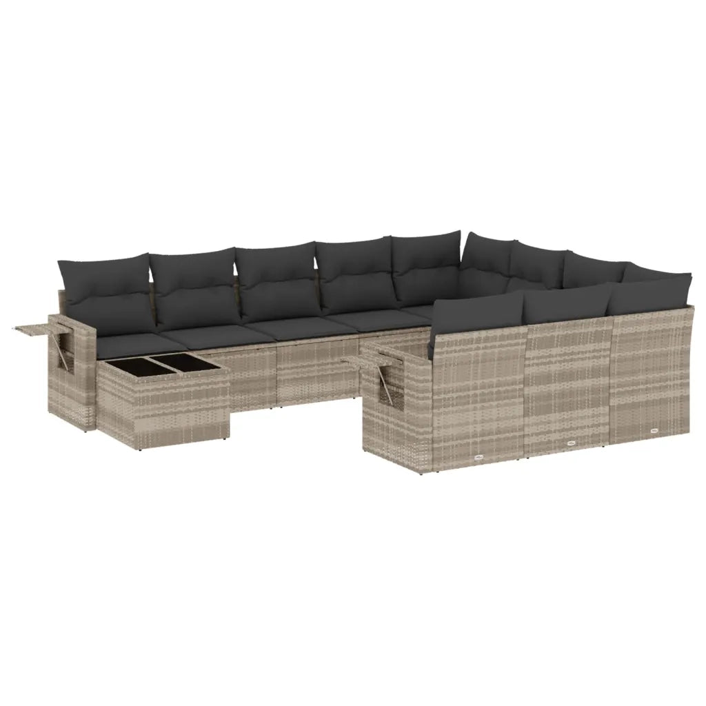 Set Divani da Giardino 11 pz con Cuscini in Polyrattan Grigio