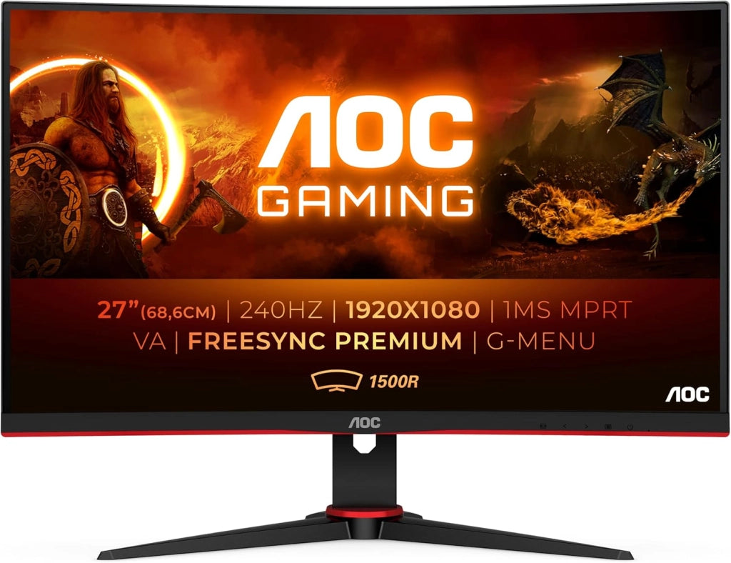 Gaming C27G2ZE - Monitor curvo FHD da 27 pollici, 240 Hz, 0,5 ms, FreeSync Premium (1920 x 1080, HDMI, DisplayPort), nero/rosso
