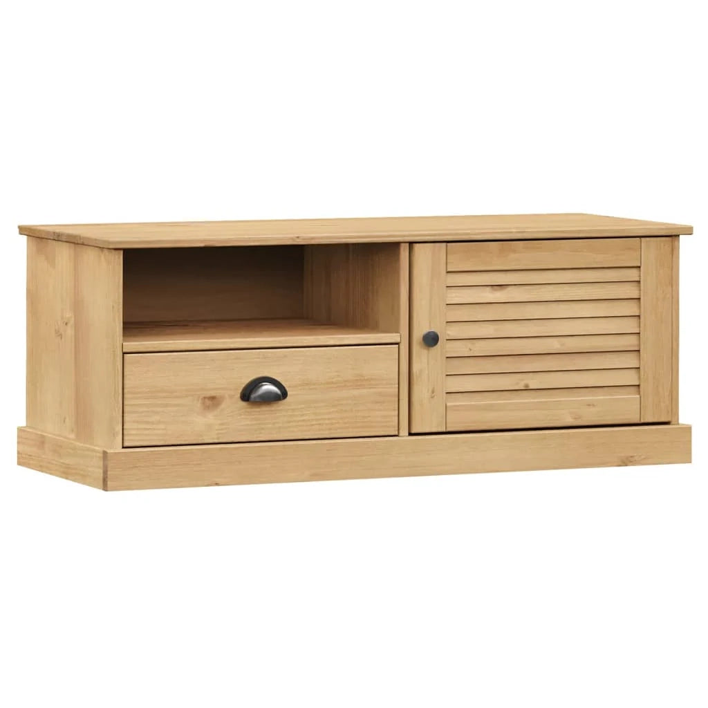 Mobile TV multimediale scaffale per televisione televisione buffet sala da pranzo soggiorno camera da letto VIGO 106 x 40 x 40 cm legno massello di pino marrone 02_0028507