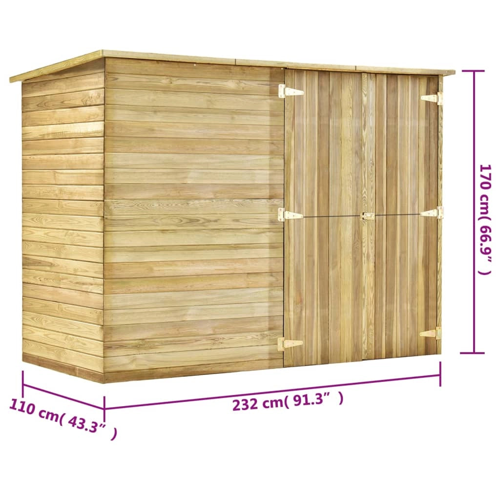 Rimessa per biciclette da giardino 232 x 110 x 170 cm Legno di pino impregnato marrone 02_0022433