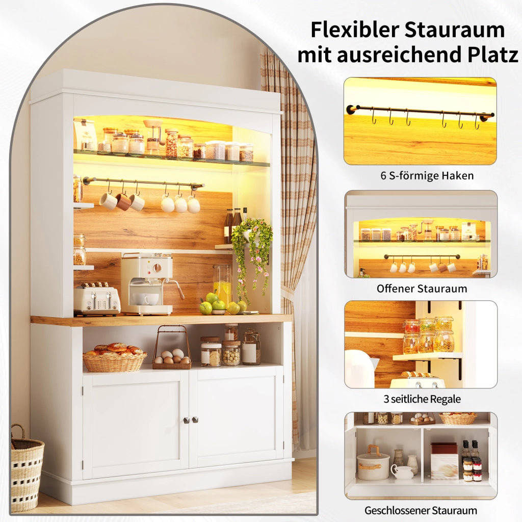 SET 2 pezzi Armadi alti 107x34x184 cm Bianco MDF e metallo con LED