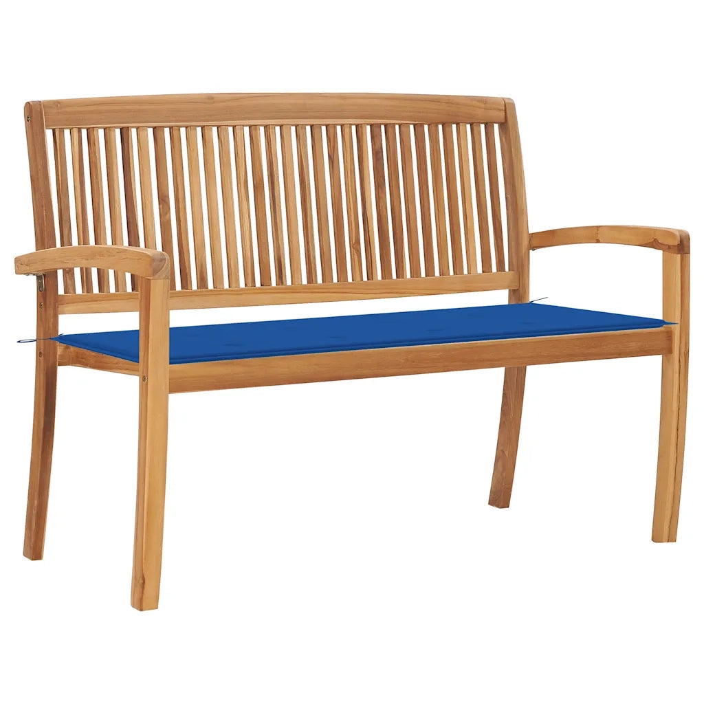 Panchina da Giardino Impilabile e Cuscino 128,5cm Teak Massello cod mxl 48414