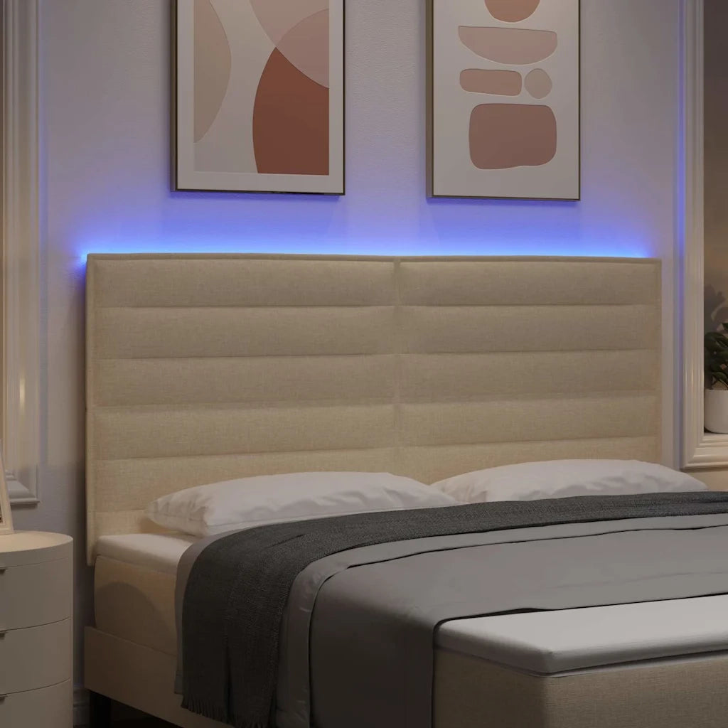 Testiera LED con strisce LED con testiera Crema 180 cm Tessuto 3338305