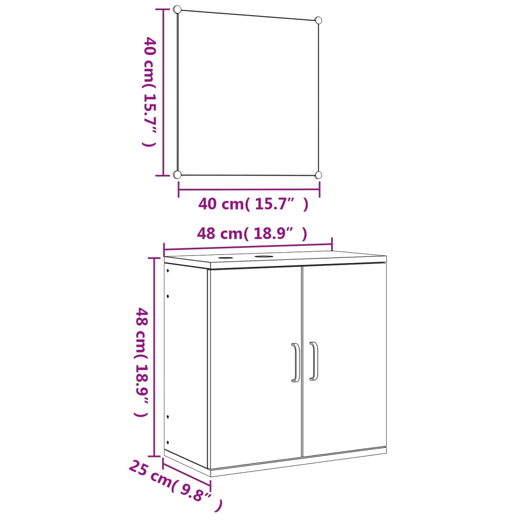 Set Mobili da Bagno 2 pz Nero in Legno Multistrato 242559