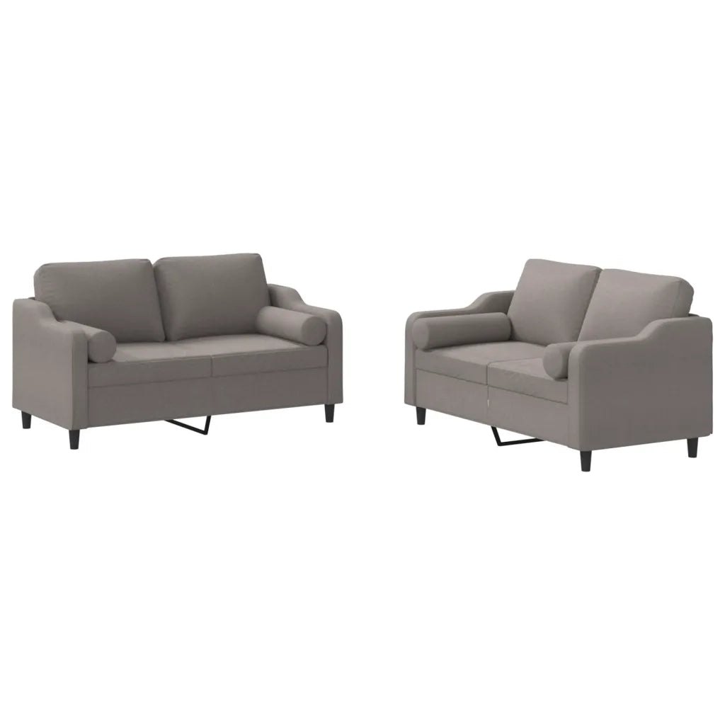 Set Divani 2 pz con Cuscini Tortora in Tessuto