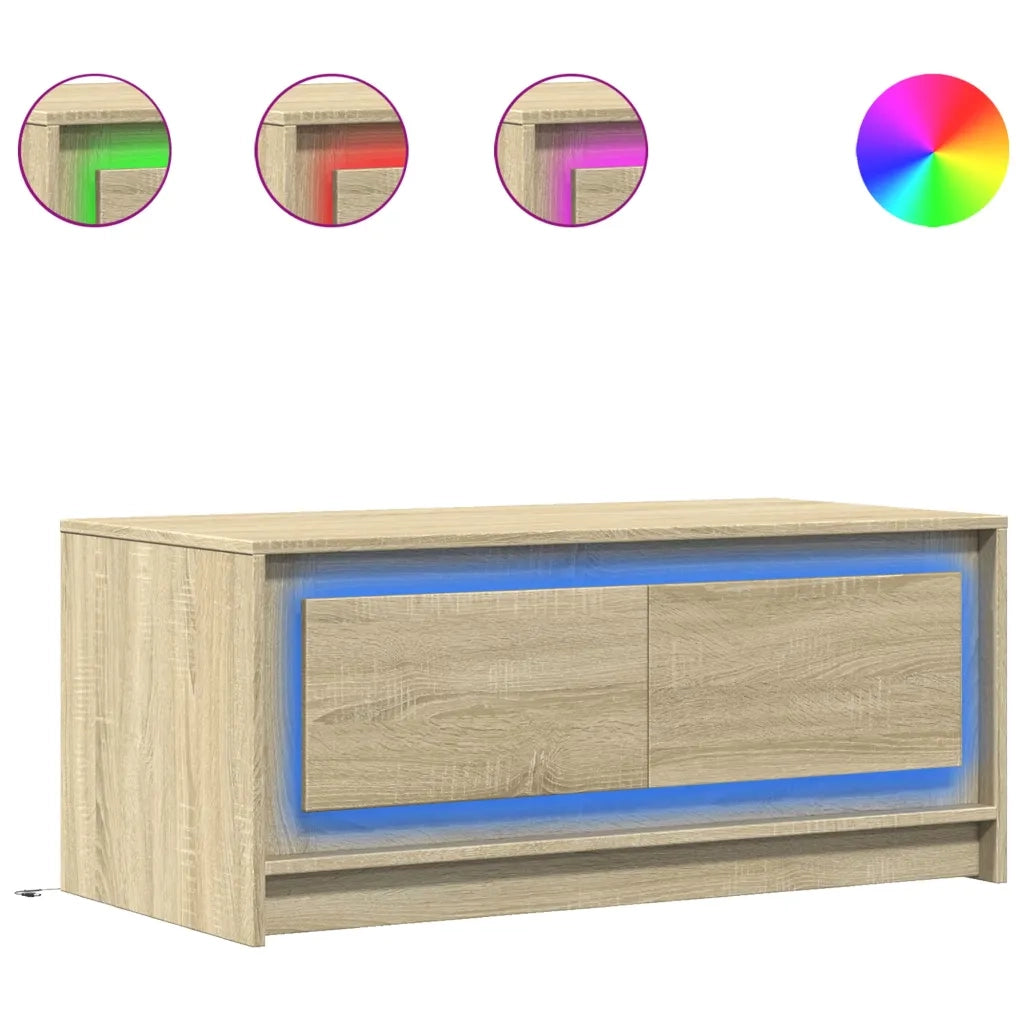 Tavolino da Salotto con Luci LED Rovere Sonoma in Truciolato 851986