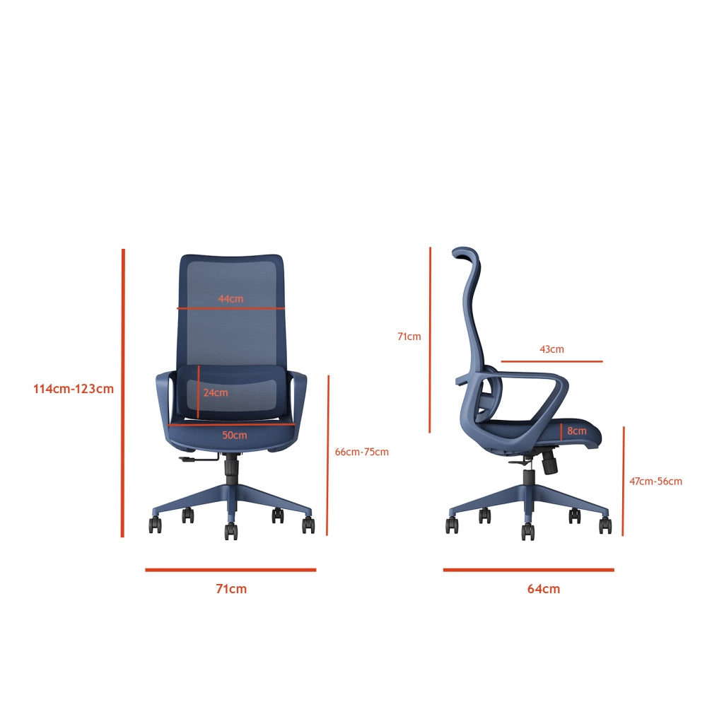 Sedia studio Hispanohogar altezza regolabile in tessuto blu