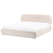 Letto matrimoniale imbottito con struttura a molle a sollevamento trapuntato 180 x 200 beige chiaro e contenitore sollevabile