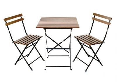 SET BISTROT DA GIARDINO WOODY TAVOLINO 60CM + 2 SEDIE PIEGHEVOLI IN LEGNO