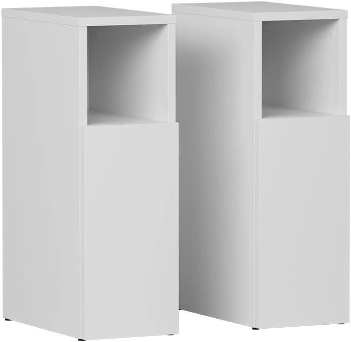 Comodino Enton, Bianco, Set di 2, adatto come superficie d'appoggio accanto al letto