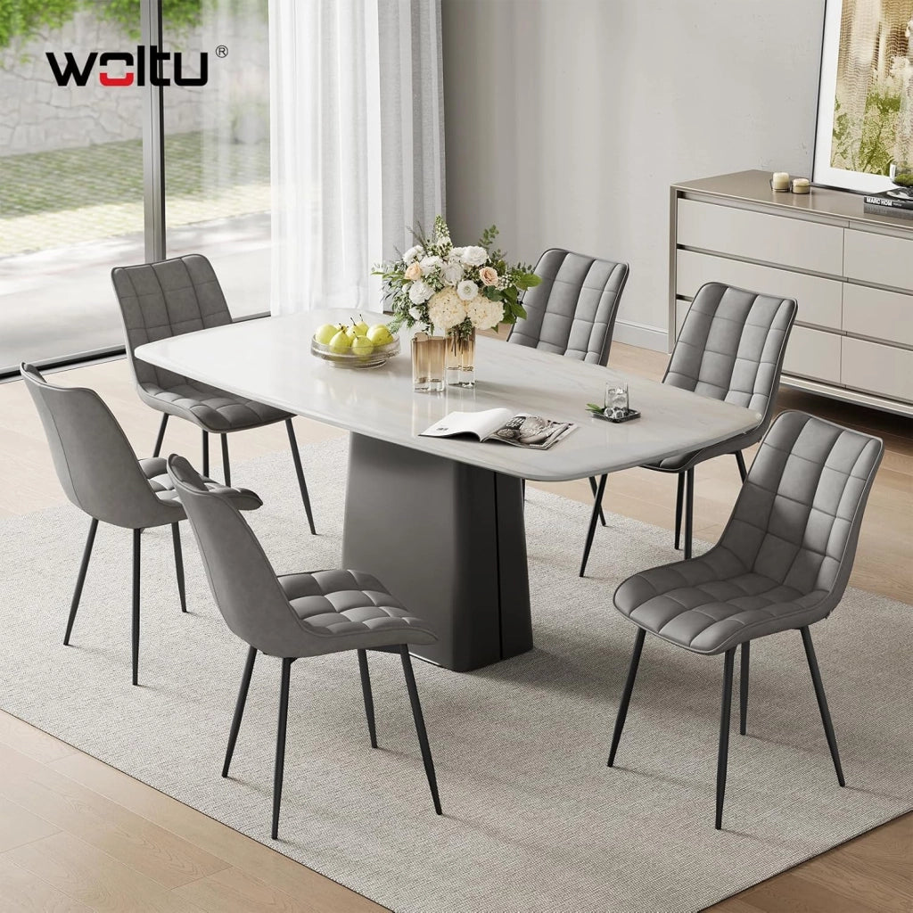 Sedie da Pranzo con Schienale senza Braccioli Sgabello in Ecopelle per Cucina Grigio BH207gr-2