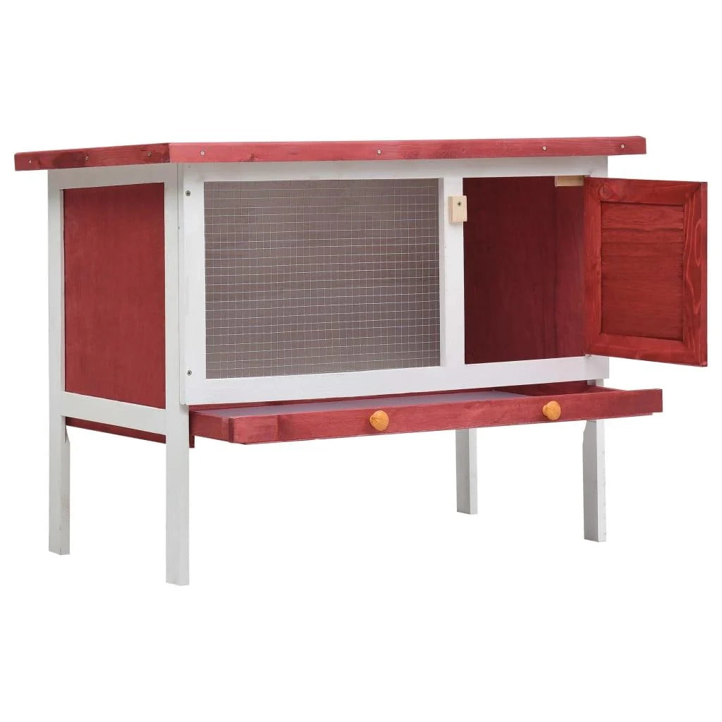 Conigliera da esterno 1 piano 90 x 45 x 65 cm legno rosso 02_0000585