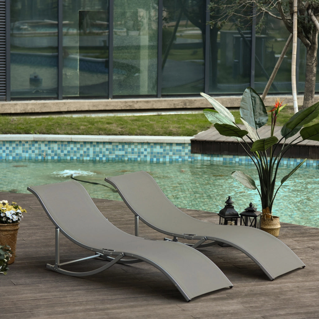 Lettino Pieghevole da Giardino ¨C Zephmum ¨C Grigio Tessuto 61x165x63 cm