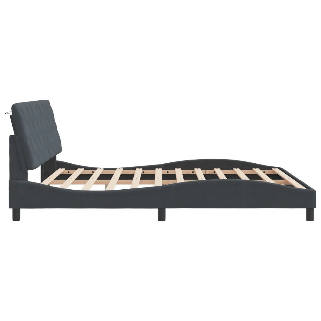 Giroletto con LED senza Materasso-Struttura Letto Grigio Scuro 180x200 cm in Velluto