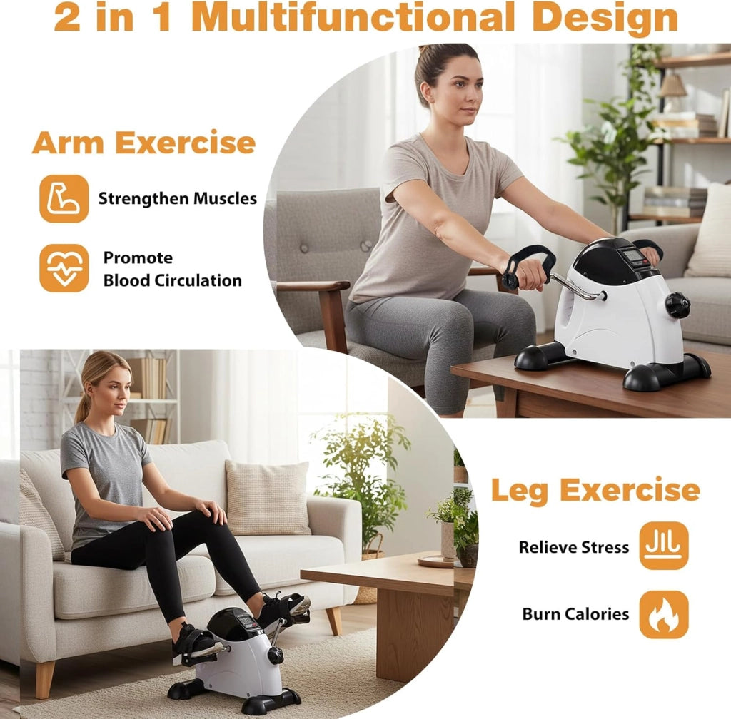 Guarnitura elettrica con display LCD, dispositivo ellittico elettrico, resistenza regolazione manuale, bicicletta ellittica 2 in 1, allenamento gambe e braccia, per casa, ufficio