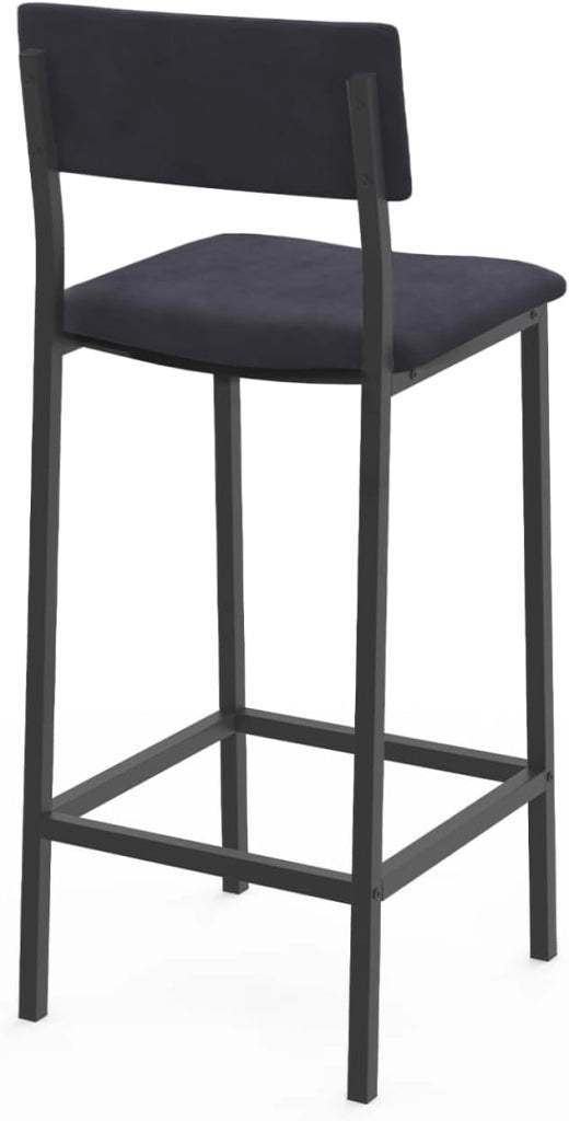 Set di 4 sgabelli da bar AUBIN con schienale, sedia da cucina in velluto grigio antracite