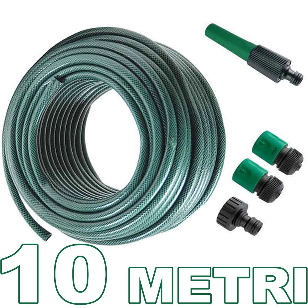Trade Shop - Tubo Per Irrigazione Da Giardino Lungo 10 Metri Con Accessori Da 1/2" Verde -