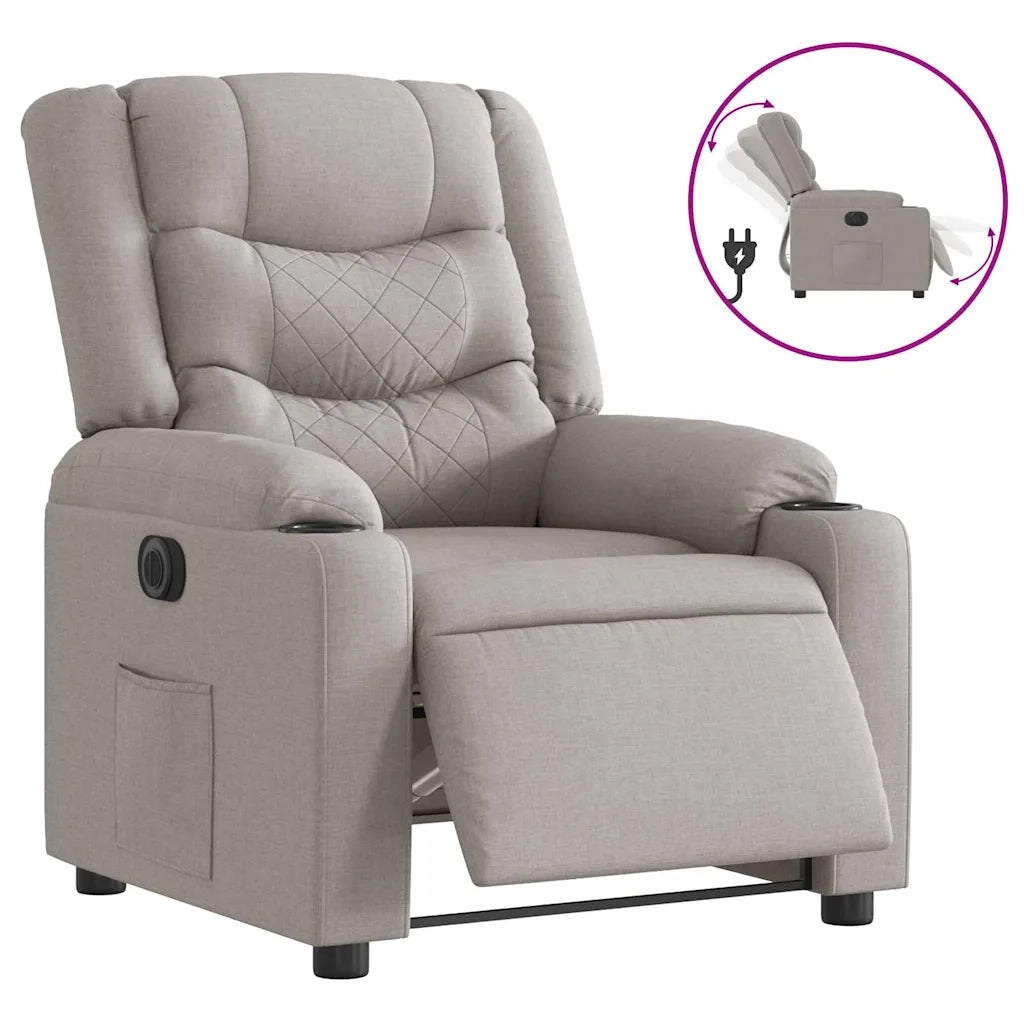 Poltrona Elettrica Reclinabile Grigio Nuvola in Tessuto 3310253