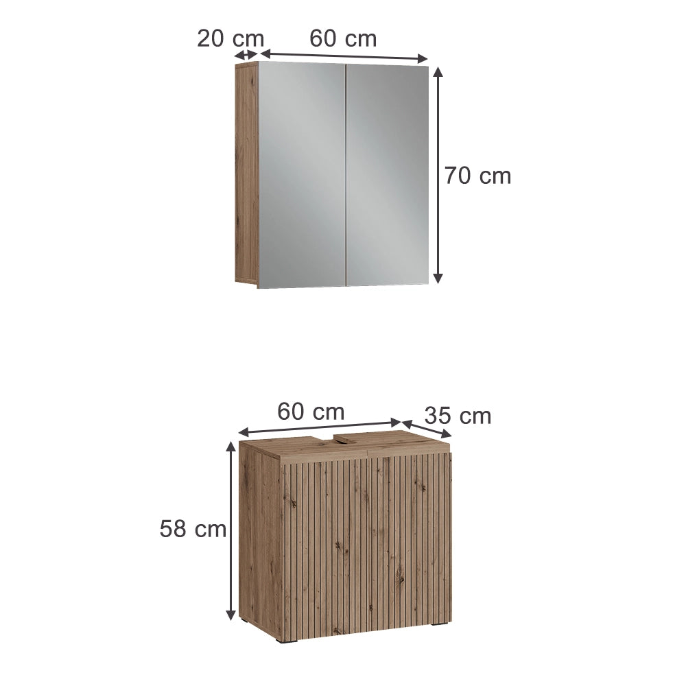 Vicco Set di mobili da bagno Artigiano 2 parti