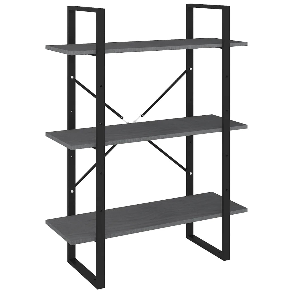 Libreria a 3 Ripiani Grigia 80x30x105 cm in Massello di Pino 806534