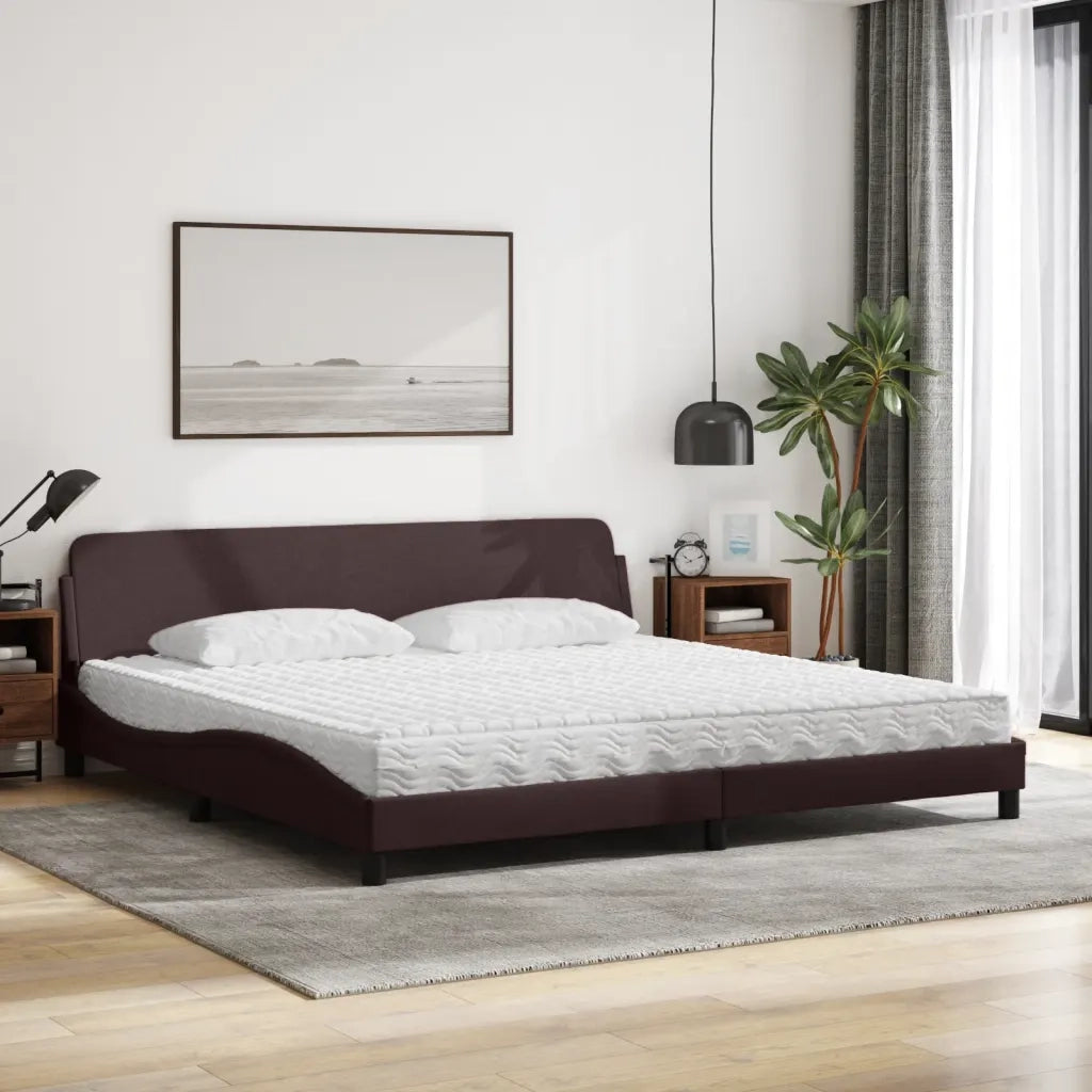 Letto con Materasso Dover Marrone Scuro 200x200 cm in Tessuto 3208467