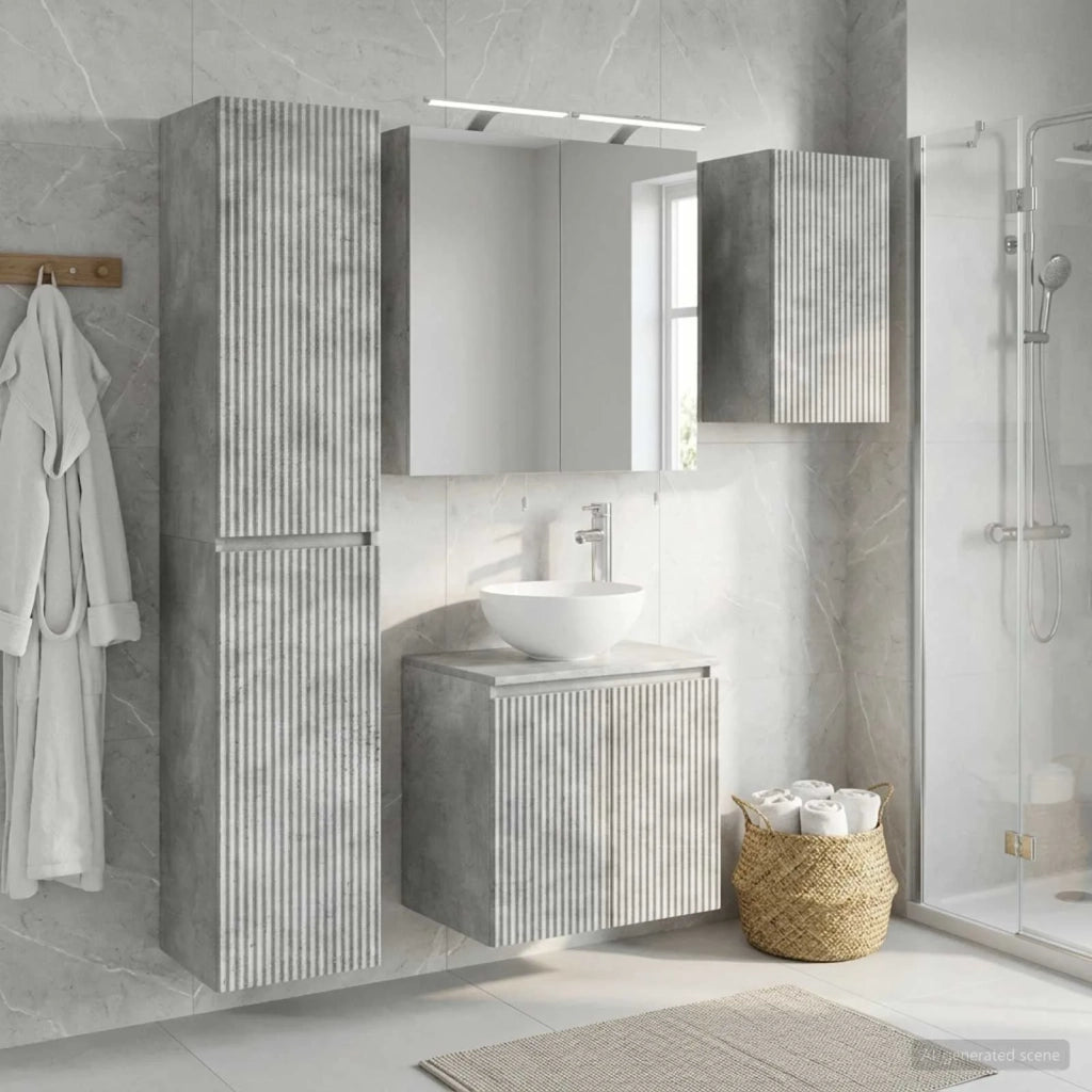 Set di Armadi da Bagno 5 pcs Grigio Cemento 50 x 14,5 x 70 cm 3407290