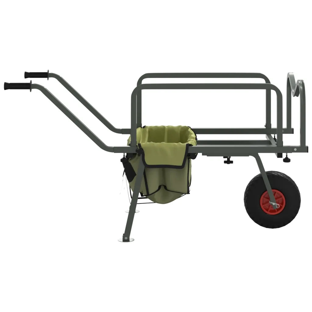 Carrello da Pesca Verde con Ruota Acciaio Verniciato a Polvere 94869